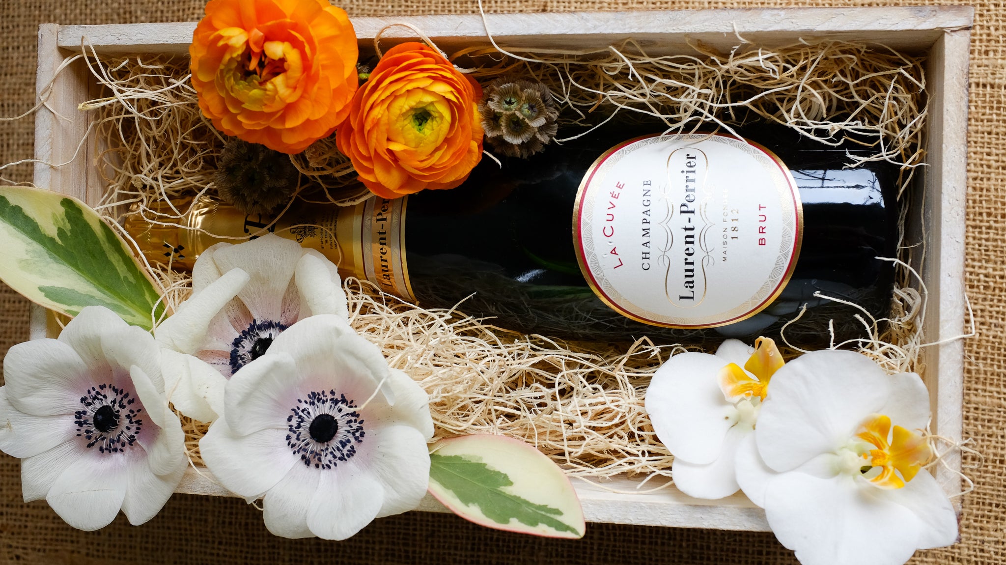 Champaign Gift Box with Flowers | Michler's Florist