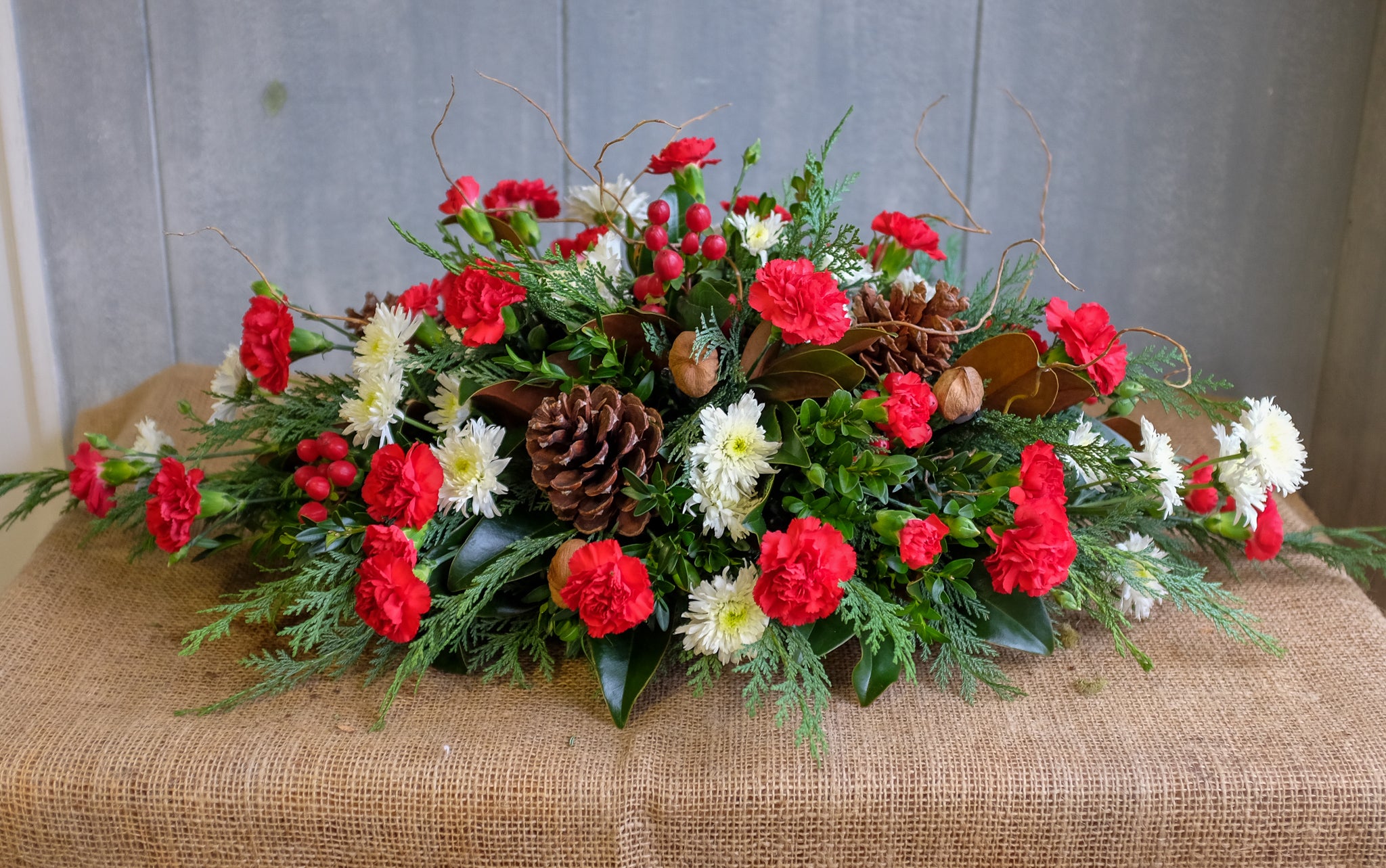 Floral store christmas centerpiece