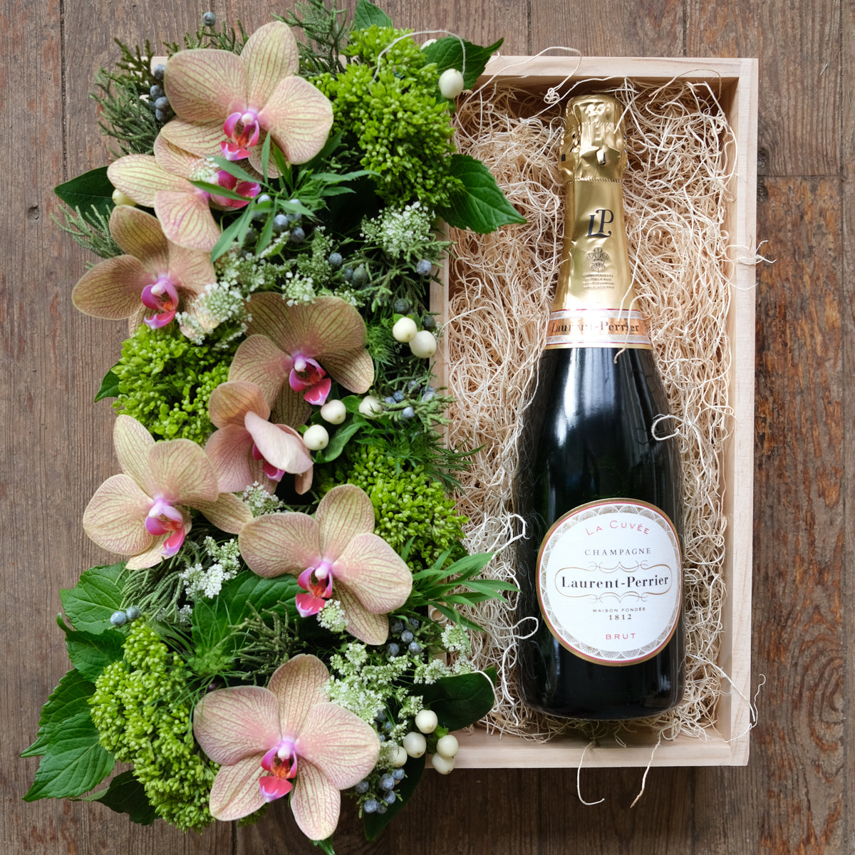Champagne and Flowers Gift Crate Delivered in Lexington KY Michler's