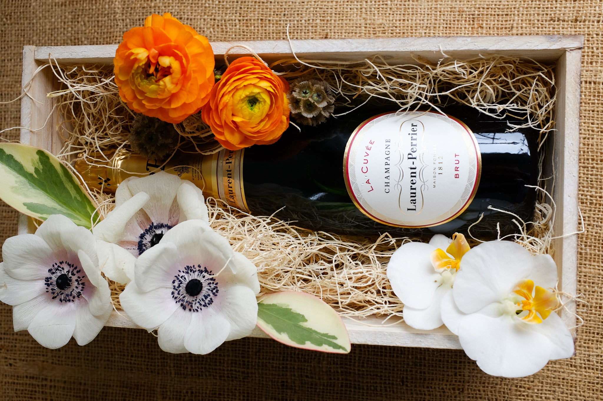 Champaign Gift Box with Flowers | Michler's Florist