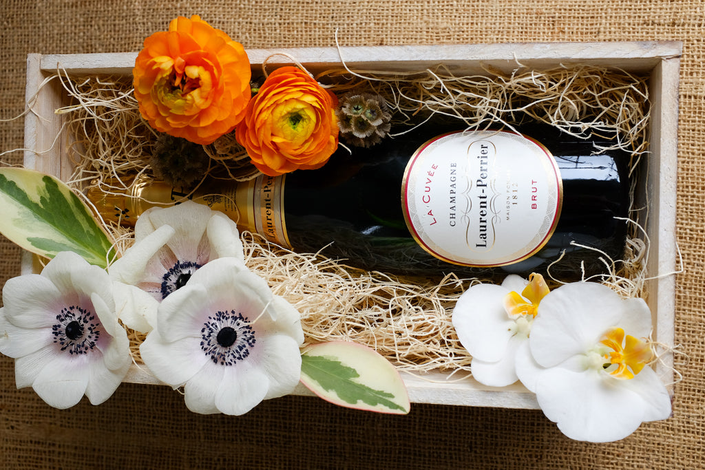 Champaign Gift Box with Flowers | Michler's Florist