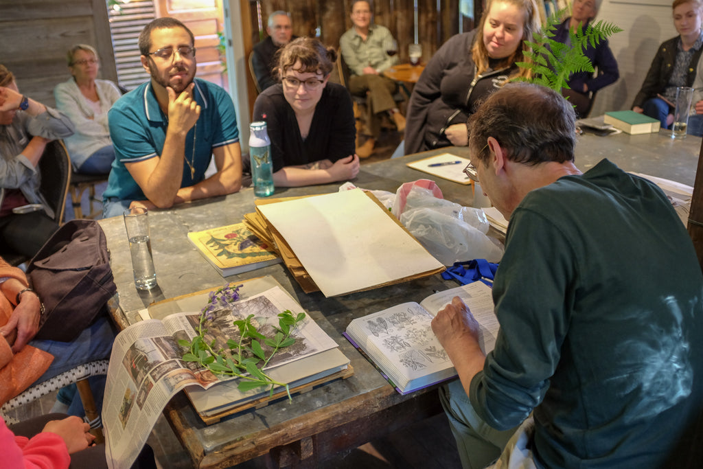 Rob Paratley keying a Baptisia australis in his demonstration on herbariums