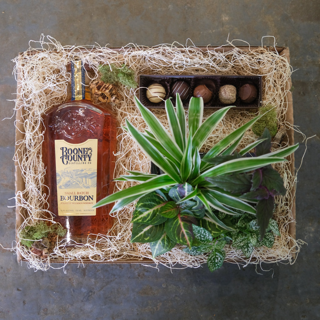 Bourbon Gift Crate with planter by Michler's Florist | Lexington