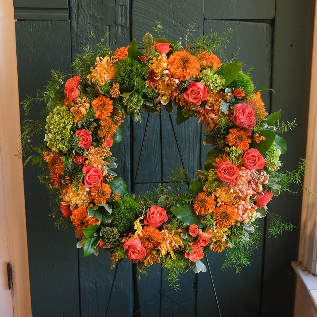 Flower wreath   Mizuiro　記念日　ウェルカムスペース Custom Floral Wreath | Funerals in Lexington, KY | Michler's
