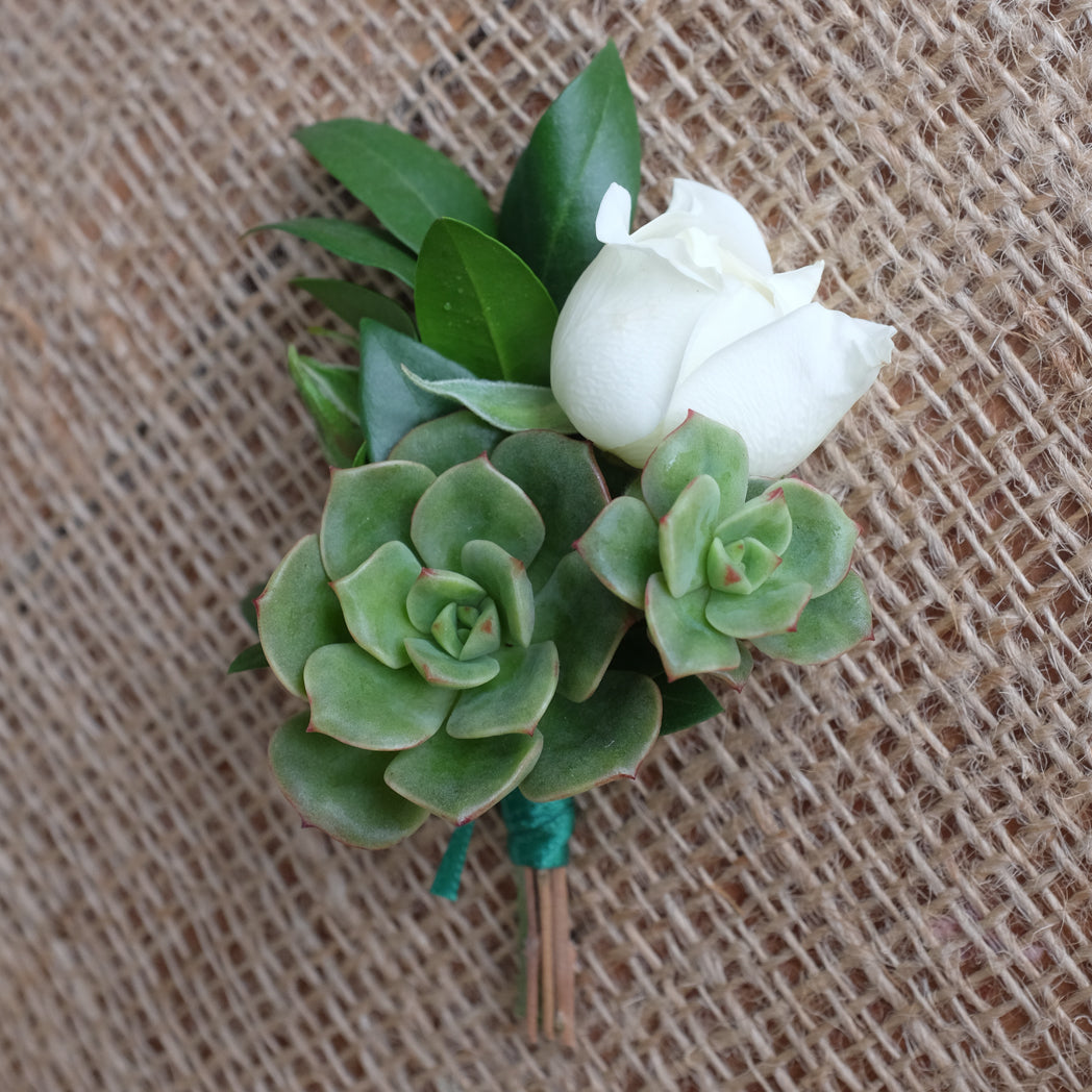 fake succulent boutonniere Succulent Boutonniere