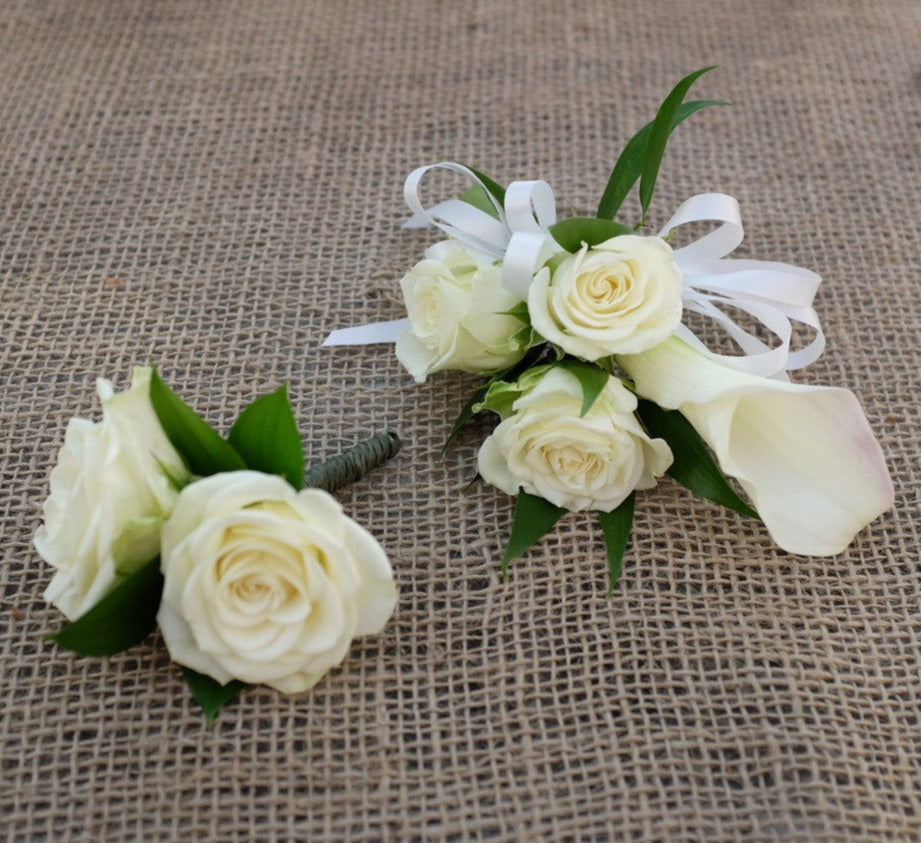 White Rose and Calla Lily Corsage | Michler's Florist