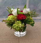 Christmas Flower Arrangement with White Tulips, Red Roses and Hydrangea | Michler's Florist