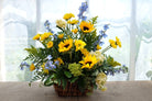 Funeral Flower Basket with Sunflowers and Delphinium | Michler's Florist