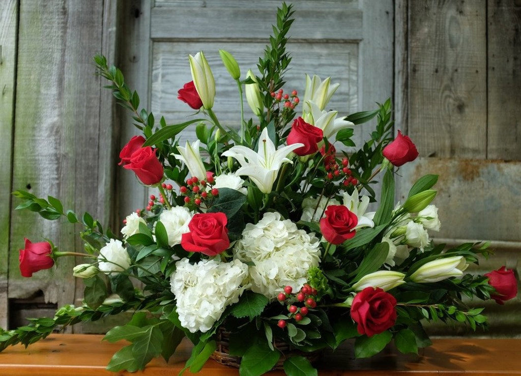 Aberdeen: Floral Design with Red Roses, Casa Blanca Lilies and Hydrangea. Michler's Florist in Lexington, KY