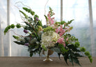 Paris: Urn Floral Arrangement with romantic colors. Designed by Michler's in Lexington, KY