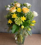 Elegant floral bouquet in white, yellow and green
