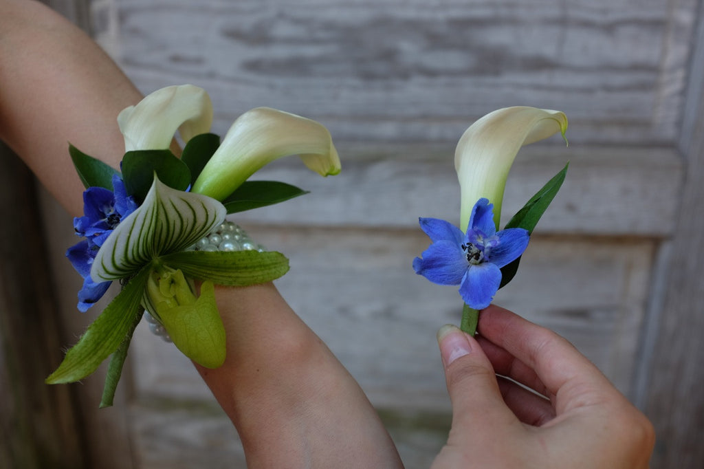Lady Slipper Orchid Corsage with Calla Lilies | Michler's Florist