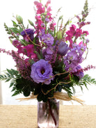 Lakeshore Flower Arrangement: Pink Snapdragons, Lavender Lisianthus and Lavender Stock.  Designed by Michler's in Lexington, KY