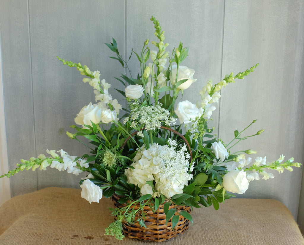 White Flower Baskey by Michlers Florist.