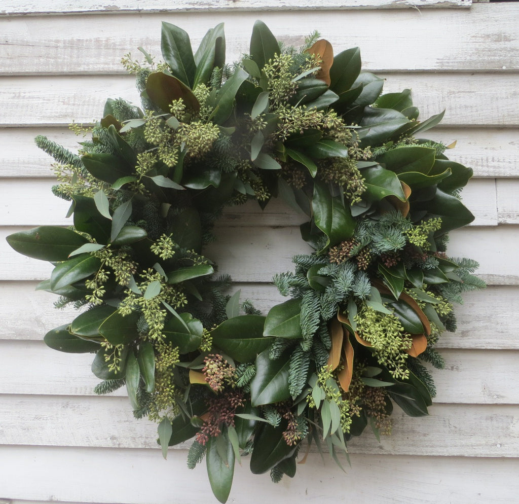 Magnolia and Eucalyptus Wreath by Michler's Florist