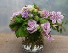 Oxford Flower Arrangement with Lavender Roses and Clematis. Designed by Michler's Florist in Lexington, KY