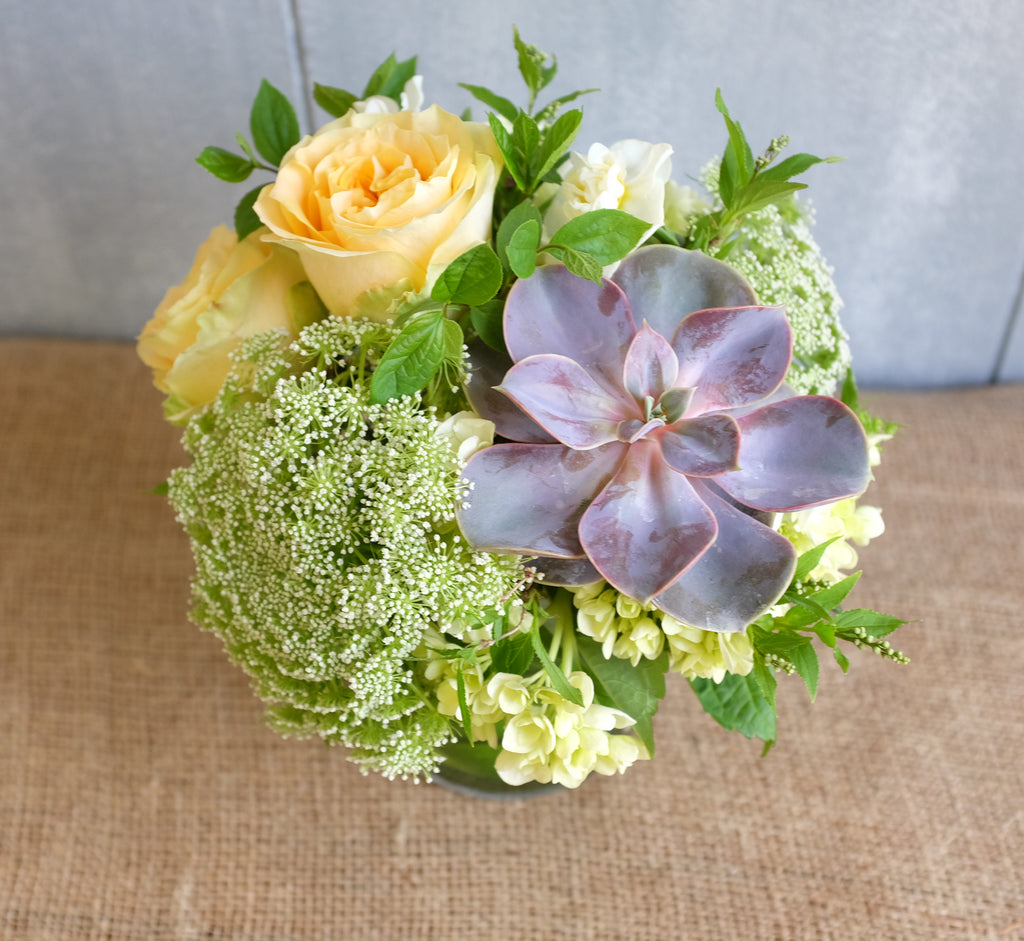 Flower bouquet with succulent
