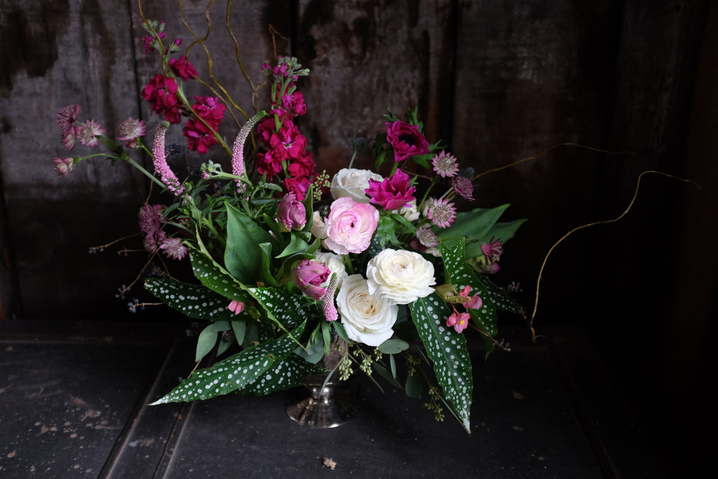 Flower Design with Veronica, Ranunculus, Begonias, Astrantia by Michler's Florist 