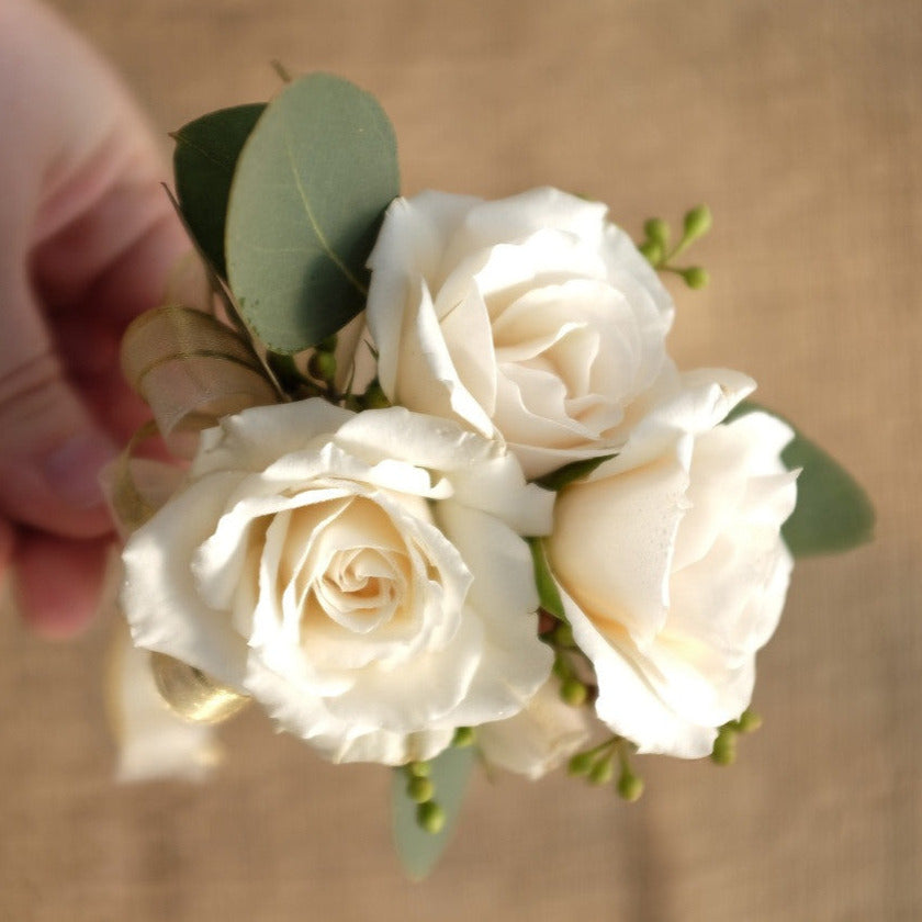 White Sweetheart Rose Corsage 