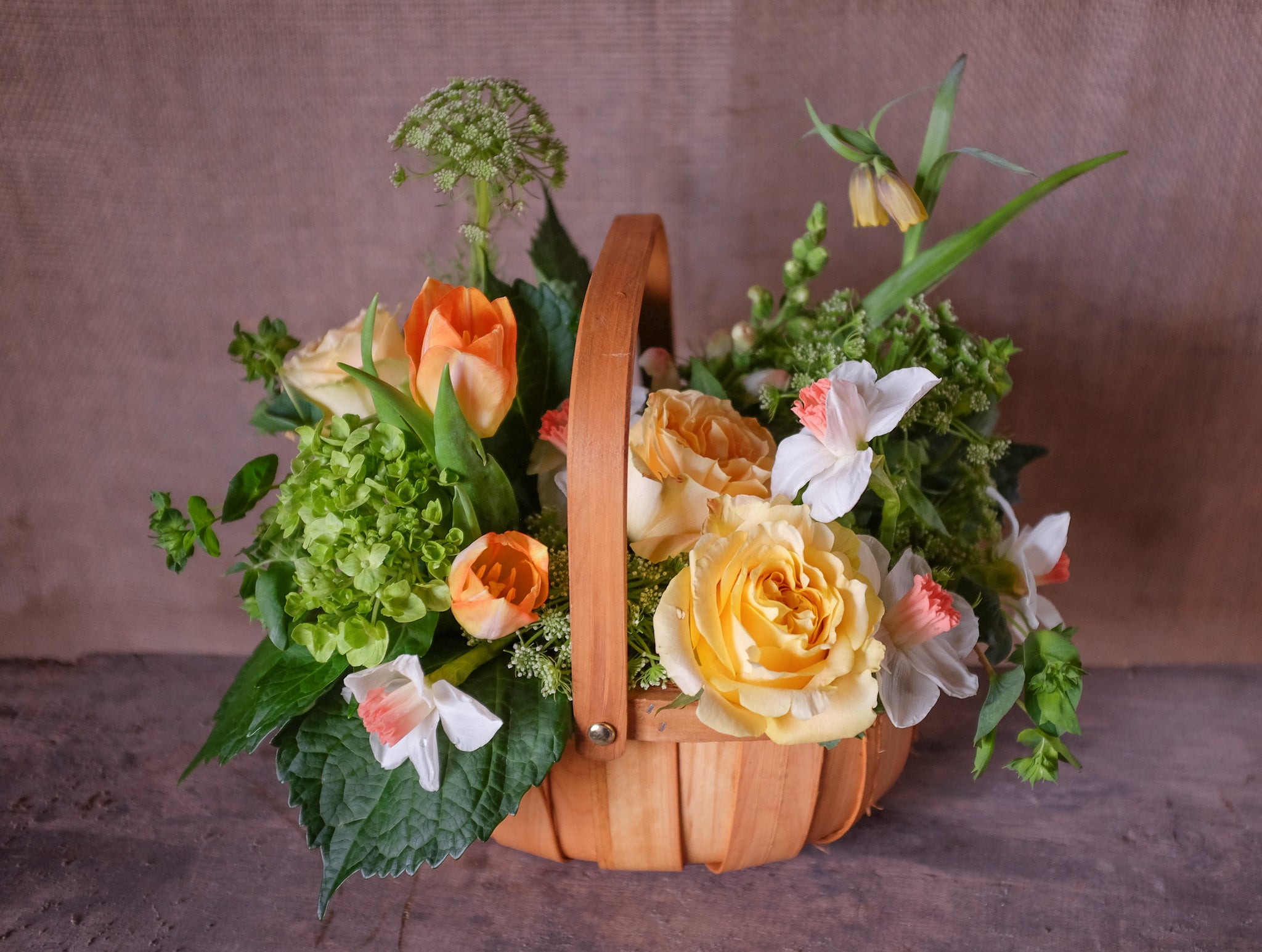 hanging basket plant arrangements Spring Flower Basket